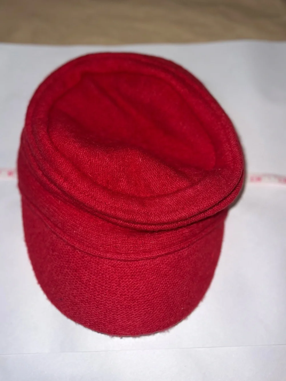 ADORA Red 100% Wool Newsboy Hat Cabbie Cap Structured Brim